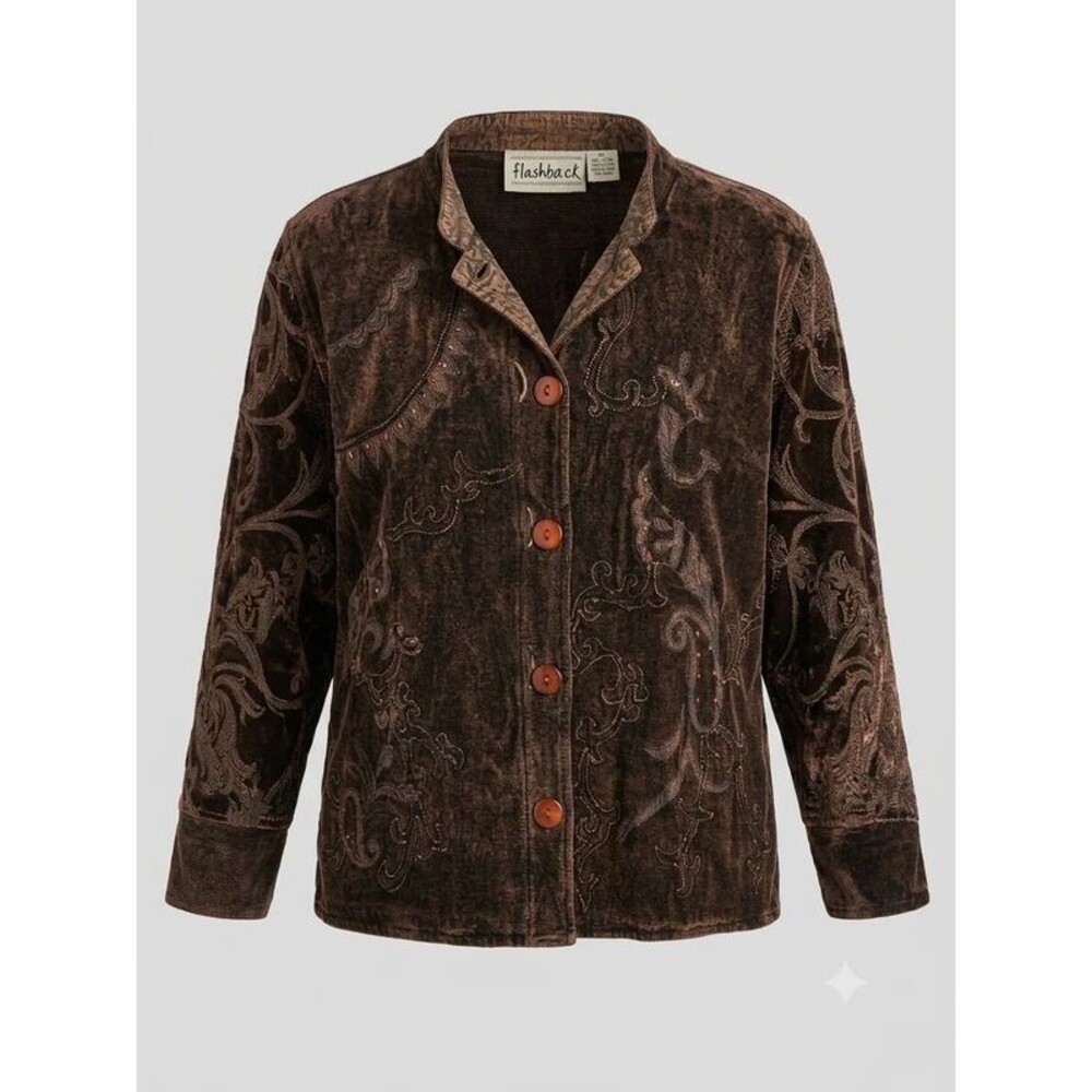 Vintage Flashback Brown Velvet Embroidered Jacket – Boho Whimsigoth